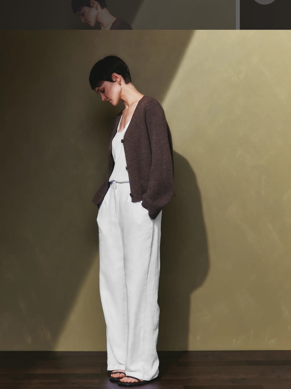 Quince White 100% European Linen Pleated Trouser Size 14-Short